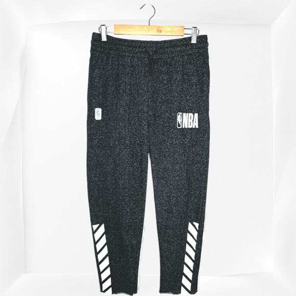 NBA Frayed Hem Chevron Fleece Sweatpants Joggers Cropped Lounge Teens Gray - Picture 11 of 11